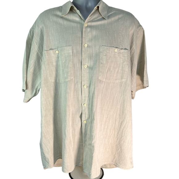 CMK Light Khaki Short Sleeve Cotton Button Down, Size XXL - Picture 1 of 5